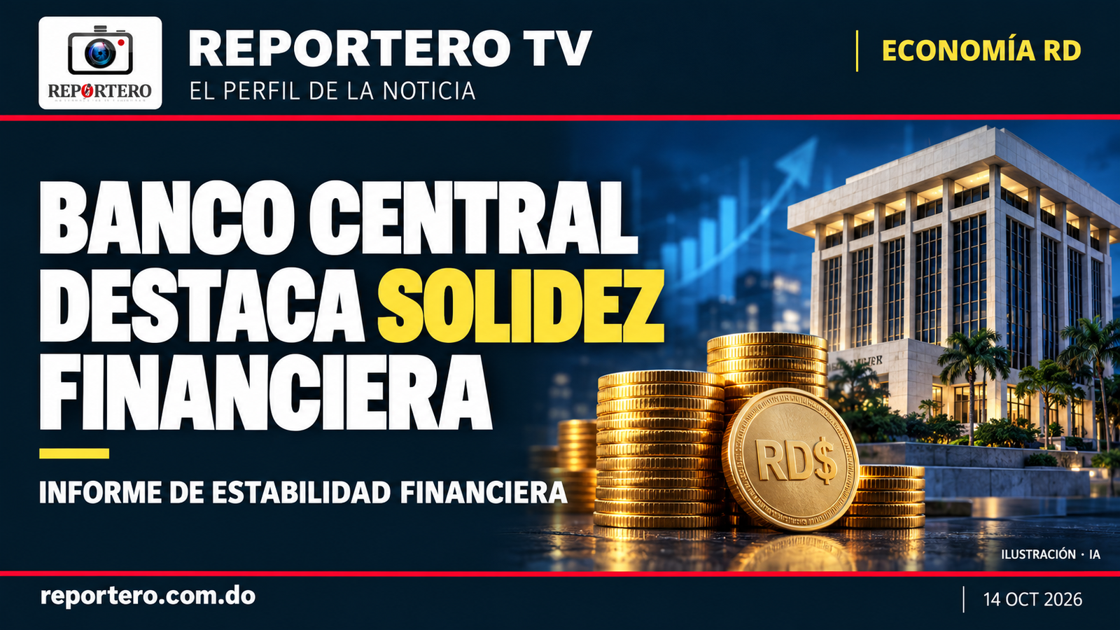 Banco Central destaca solidez del sistema financiero dominicano ante escenarios adversos — Ilustración generada con IA