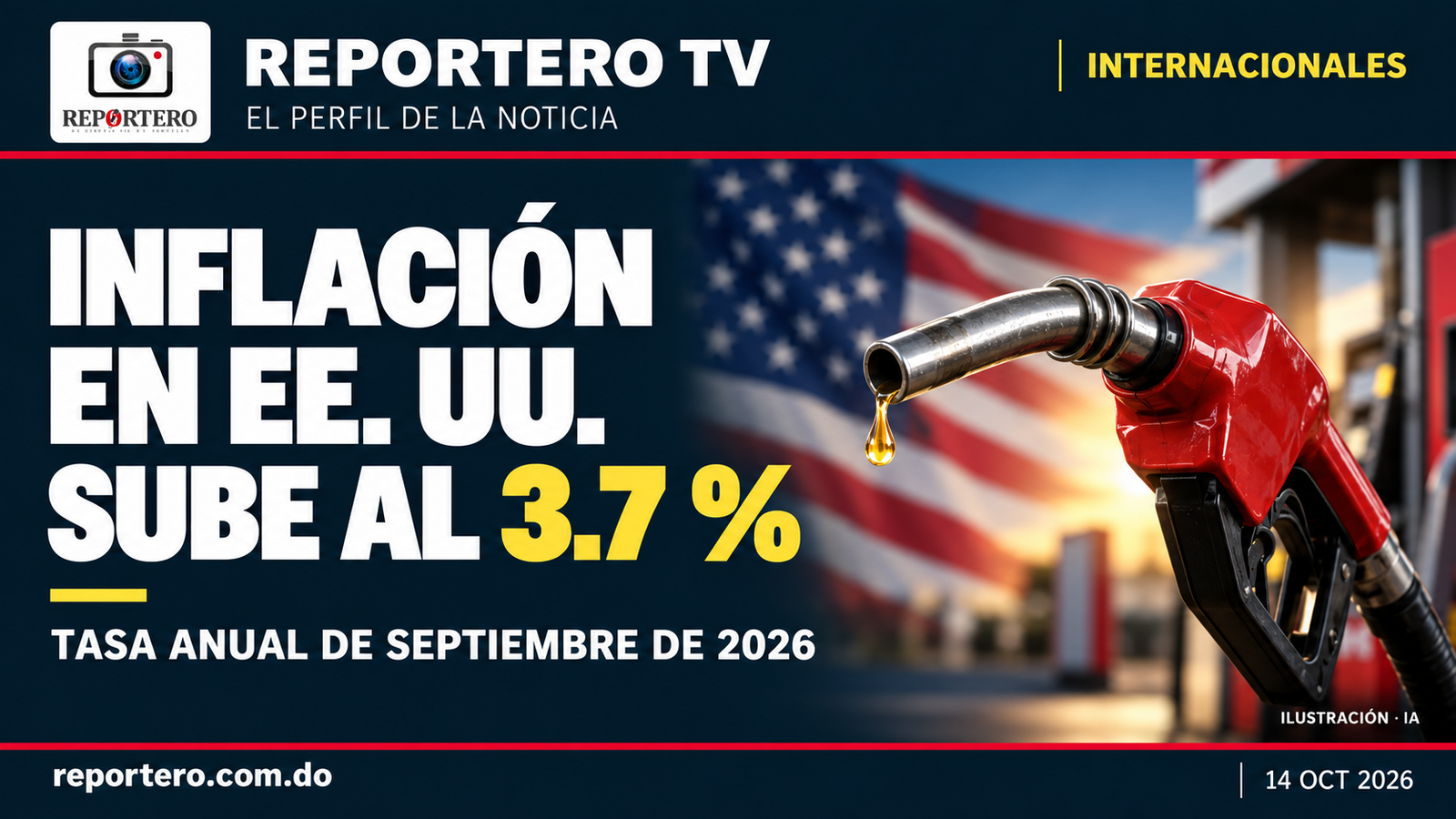 Inflación de Estados Unidos sube a 3.7 % anual en septiembre — Ilustración generada con IA