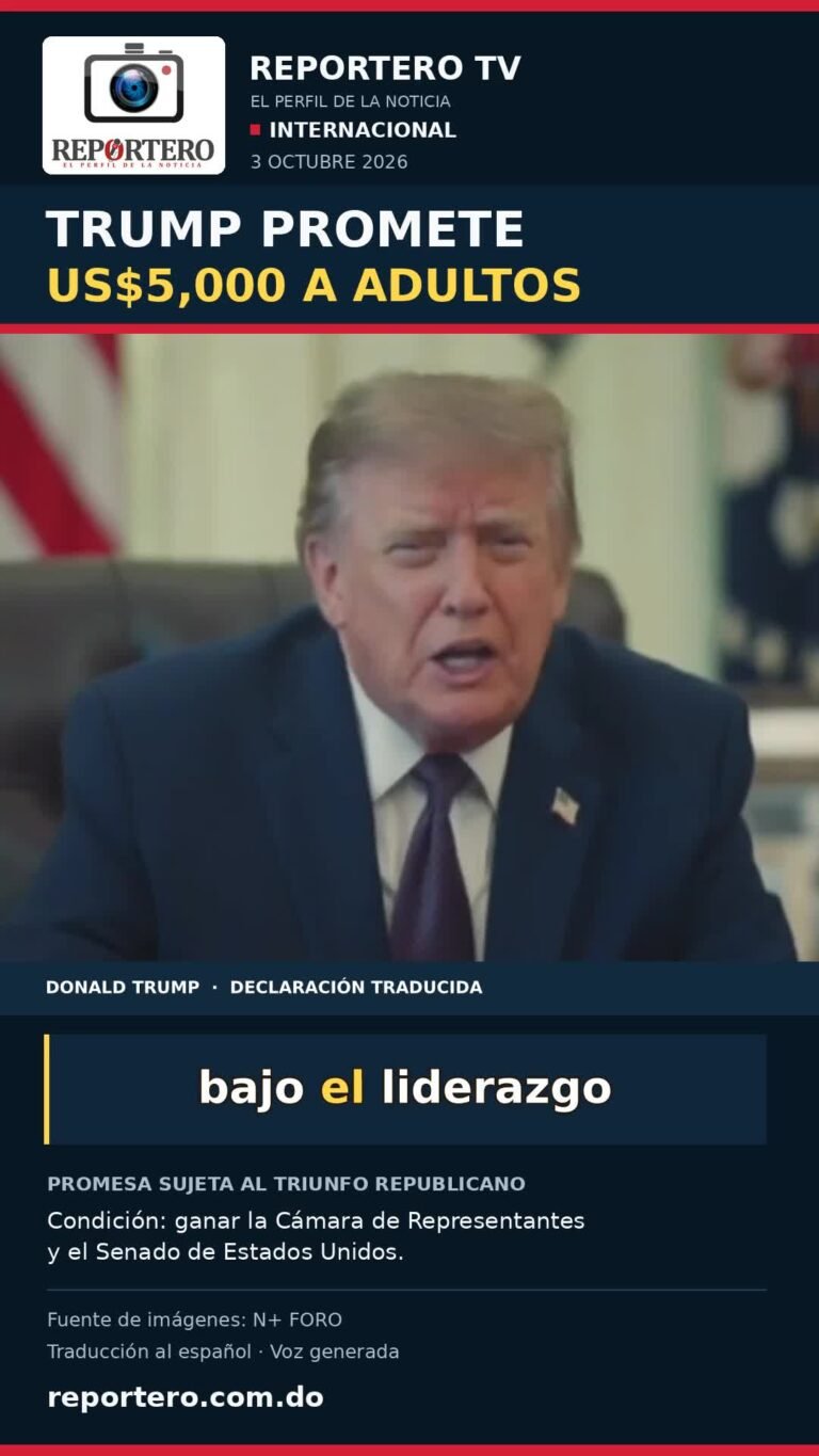Trump promete US$5,000 a ciudadanos adultos si republicanos ganan el Congreso
